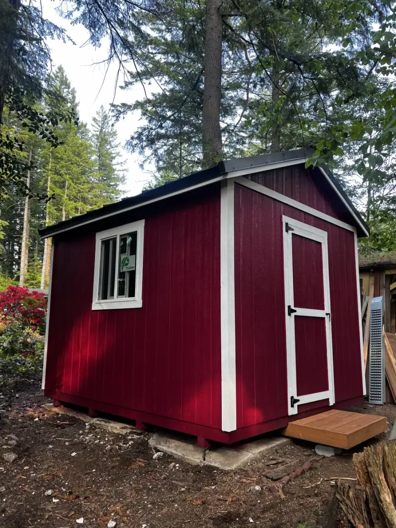 10x12 storage shed with standing seam metal roof in Fall City