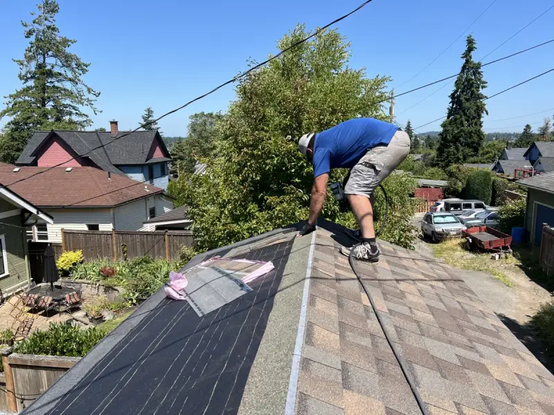 Premium architectural shingle roofing with proper underlayment and drip edge