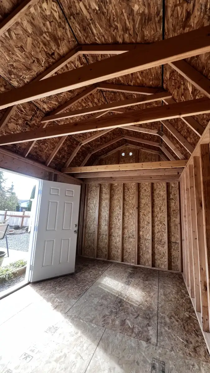 Gambrel barn shed with loft space
