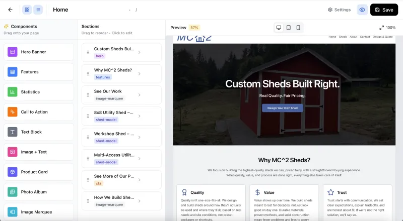 Content management system page builder